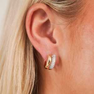 Pendientes de Aro Minimalistas de Oro Sólido de 14k con Diamantes Redondos y Pavé Bicolor, 9mm, con Bisagra, Joyería Fina, Pequeños Huggies, 10k 18k, Precio de Fábrica - Product Image 6