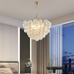 Lampadario a sospensione dorato da 23,6 pollici con paralume a globo in vetro trasparente, altezza regolabile per soggiorno e sala da pranzo - Product Image 5