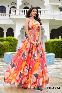 Vestido Anarkali de Moda con Estampado Digital Hermoso, Largo Regular, Patrón Fabuloso, Costura Moderna, para Fiestas, Secado Rápido - Product Image 4