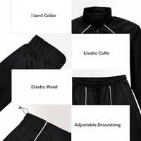 Ensemble de survêtement pour femmes, veste de survêtement noire courte et pantalon de jogging taille haute, 2 pièces, hiver, athlétique, écologique, réfléchissant