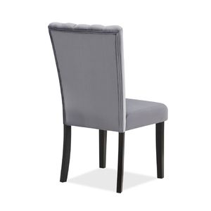 Juego de Comedor Contemporáneo de 5 Piezas con Cubierta Rectangular de Imitación Mármol, Acabado Negro, Sillas Tapizadas con Diseño de Canales, Madera Sólida - Product Image 5