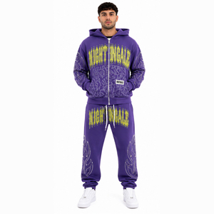 Conjunto de Sudadera y Pantalones Deportivos, Conjunto Deportivo con Logotipo Personalizado, Trajes Deportivos con Pedrería Premium - Product Image 1