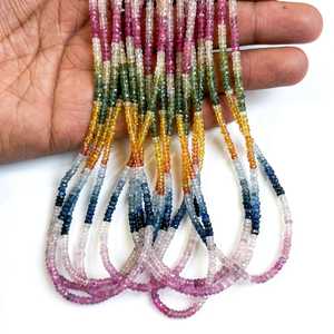 Perles facettées rondes en saphir multicolores 3-3,5 mm, pierres précieuses saphir arc-en-ciel, 16 pouces, pour la fabrication de bijoux en gros - Product Image 4