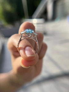 Elegant Design Blue <b>Stone</b> Oval Cut Lab Created Diamond <b>Ring</b> for Wedding & Engagement Diamond <b>Ring</b> with IGI Certified for Sale - Product Image 5