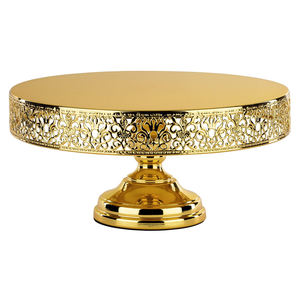 Elegant Gold Metal Cake Serving Stand Decorative Floral Dessert Display Plate for Home <b>Kitchen</b> Bakery Hotel and Restaurant - Product Image 1