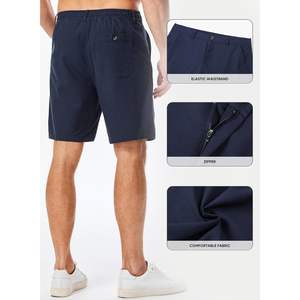Shorts de plage décontractés pour hommes en coton et lin de 8 pouces avec boutons à la taille et poches - Product Image 3