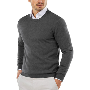Men's <b>Light</b> Blue Crew Neck Pullover Sweater Full Sleeve 100% Cotton Anti-Pilling Winter Standard Thickness - Product Image 4