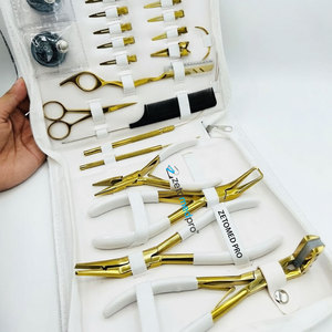 Custom Brand Name Leather Kit with Stainless Steel Hair <b>Extension</b> Tools Waterproof Tape in Plier <b>Micro</b> Beads Opener Link Pliers - Product Image 6