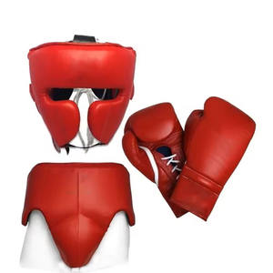 Conjunto de Boxeo Rojo de Cuero Genuino con Logotipo Personalizado, Equipo de Entrenamiento Profesional de Boxeo, Equipo de Protección para Combate CP-BHG-13 - Product Image 1