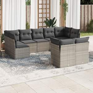 Ensemble de canapés de jardin gris en rotin pour l'extérieur avec coussins en mousse haute densité, design contemporain imperméable - Product Image 1