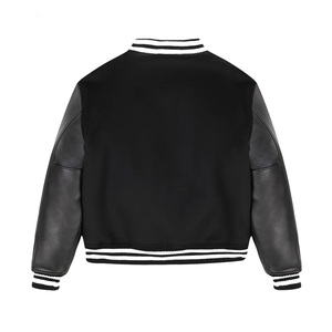 Design Your Own High Quality Discharge Printed Slim Leather <b>Fleece</b> Letterman Winter <b>Jacket</b> Streetwear for Men - Product Image 4