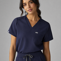 Ensemble de tenue médicale pour femmes, haut à col en V extensible, pantalon cargo à cordon de serrage, uniforme d'infirmière, logo personnalisé, uniforme d'hôpital