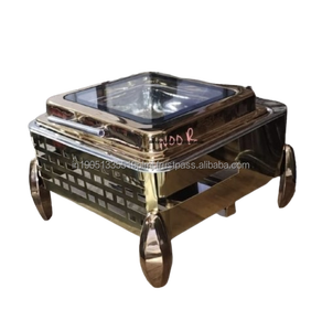Recipiente para Buffet de Diseño Moderno, Usado, de Acero Inoxidable con Recubrimiento PVD Dorado, Redondo, de Alta Calidad - Product Image 2