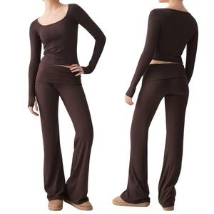 Pantalones de Yoga con Logo Personalizado para Mujer, Pantalones Anchos de Spandex Suave, Leggings Transpirables para Fitness, Directo de Fábrica - Product Image 2