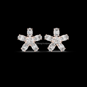 Pendientes de aro grandes colgantes de diamantes de moissanita de Plata de Ley 925 - Product Image 1