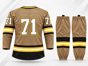 Ensemble de maillot de hockey sur glace personnalisé sublimé kaki, uniforme de hockey sur glace respirant et robuste, numéro d'équipe personnalisé 71, entraînement et match - Product Image 4