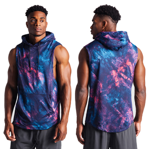 Débardeurs de sport sublimés pour hommes, personnalisés, coupe musclée, avec capuche, sans manches - Product Image 5
