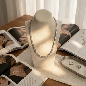 Collier en diamant cultivé en laboratoire, plaqué or, chaîne tennis, pierres scintillantes certifiées, design classique, cadeau parfait pour un anniversaire - Product Image 1