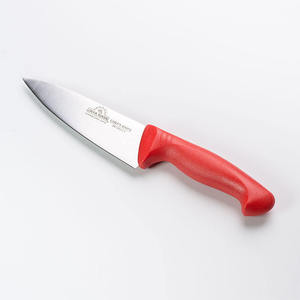Couteau de chef JAYA MATA, lame en acier inoxydable de 6 pouces, manche en plastique rouge, finition brossée durable, couteau de cuisine forgé à la main pour droitier - Product Image 3