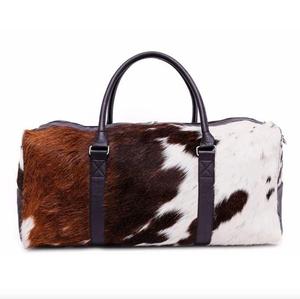 Vintage Tricolor Cowhide Hair on Leather Duffel <b>Bag</b> Large Patchwork Travel Weekender Overnight <b>Gym</b> CarryOn <b>Bag</b> for Men <b>Women</b> - Product Image 1