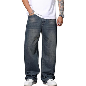 Pantalones Vaqueros de Mezclilla Lavada para Hombre, Estilo Vintage, Corte Holgado, Recto, Color Sólido, Moda Urbana, Otoño-Invierno - Product Image 1