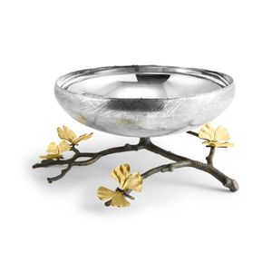 Elegant Silver & Gold Serving Bowl Decorative Leaf Base Metal Fruit Nut Bowl for Home Hotel Restaurant <b>Tabletop</b> Decor Luxury - Product Image 4