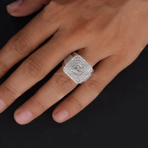 Anillo de Compromiso y Boda para Hombre, Estilo Hip Hop, con Incrustaciones de Diamantes Baguette, Plata de Ley 925, Bañado en Rodio, Regalos de Aniversario - Product Image 3