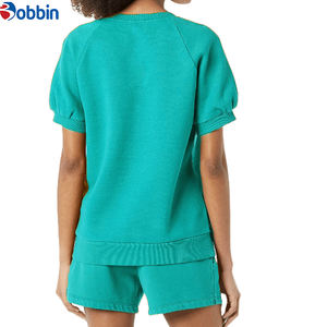 Ensemble de survêtement 2 pièces pour femme, style Hip Hop, avec logo personnalisé, pour l'été, manches courtes, 100% coton, séchage rapide, écologique, pour la gym et le fitness - Product Image 2