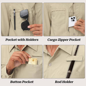 เสื้อเดินป่าสำหรับผู้ชาย แห้งเร็ว เหมาะสำหรับตกปลา น้ำหนักเบา ระบายอากาศดี สีพื้น มีทุกสี เสื้อเดินป่า - Product Image 5