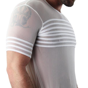 Men Mesh Summer T Shirt Lightweight Airflow Fabric Casual Fitness <b>Top</b> Men's Mesh Breathable T Shirt With Custom Design And Size - Product Image 4