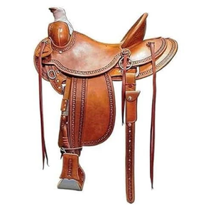 Selle de cheval Western classique Wade en cuir marron de qualité supérieure pour le cowboy, le ranch, le roping, l'équitation sur sentier, équipement équestre durable avec étriers - Product Image 2