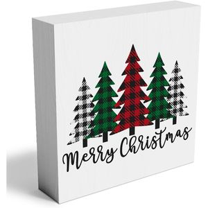 Alberi di Natale Divertenti, Arte Rustica in Legno, Scatola Decorativa in Legno con Scritta 'Buon Natale' per Decorazioni Domestiche, Mensole e Scrivanie - Product Image 1