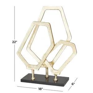 Escultura Abstracta Creativa Hecha a Mano en Aluminio Chapado en Oro, Decoración de Arte Moderno para Mesa de Salón - Product Image 1