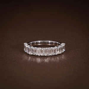 Eternity Handmade Jewelry Gold Plated Moissanite S925 <b>Silver</b> <b>Rings</b> <b>Emerald</b> Cut Diamond Engagement <b>Ring</b> Women - Product Image 1