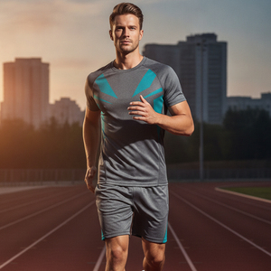 Factory Wholesale Compression Uniform Anti Odor Breathable Sportswear Suit Custom Men Weightlifting Gym Training Set - Product Image 5