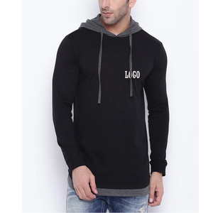 Sweat à capuche en coton pour homme, coupe classique, doublure polaire épaisse, épaules tombantes, imprimé uni, personnalisable, tricoté pour l'hiver, haute qualité - Product Image 1