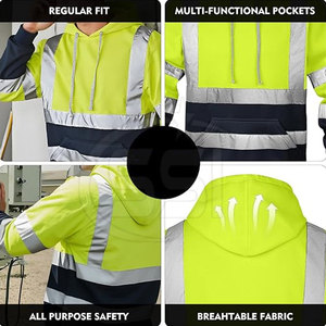 High Performance Safety Hoodie ANSI Class 2 Waterproof Customized Logo Visibility Workwear for Active Professional <b>Environments</b> - Product Image 4