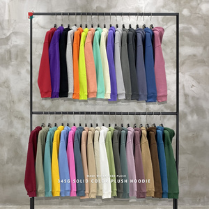 เสื้อฮู้ดดี้ผ้าฟลีซหนา 345 กรัม สีพื้น 36 สี สไตล์อเมริกัน รับผลิตแบบ OEM พร้อมสกรีนโลโก้ สำหรับผู้ชายและผู้หญิง สไตล์ลำลอง - Product Image 3