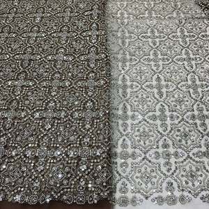 High Quality Beaded Embroidery Fabric Premium Fashion Textile with Handmade Beadwork for Wedding and Designer Wear - Product Image 2