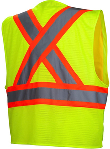 Gilet de sécurité réfléchissant à haute visibilité de classe 1 ANSI, pas cher, avec logo personnalisé, imperméable, multi-poches, pour travaux de construction - Product Image 6