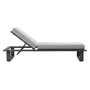 Tumbona Moderna para Exteriores Varo con Mesa Lateral de Teca, Estructura de Acero, Cojín de Poliéster, Diseño Reclinable Ajustable, Estilo Contemporáneo - Product Image 2