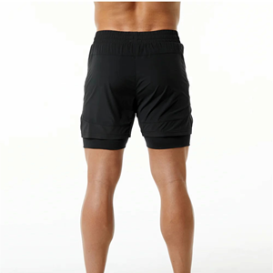 Compre Ahora Pantalones Cortos Deportivos 2 en 1 para Hombre, Pantalones Cortos de Gimnasio de Alta Calidad al por Mayor OEM, Pantalones Cortos Negros de Doble Capa - Product Image 3