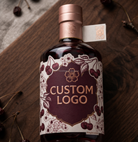Étiquette de bouteille de vin personnalisée en papier texturé avec impression de luxe en feuille d'or 3D en relief pour verre à liqueur