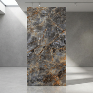 Vintage Onyx Noir 160x320cm Pierre Frittée Poli Glacé Salle De Bains Carrelages Murs Sols Porcelaine Céramique Marbre Pierre Dalle - Product Image 4
