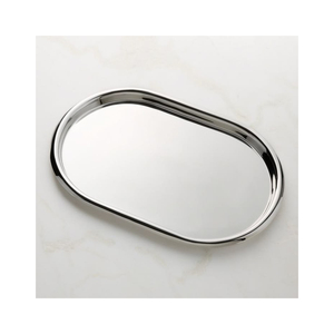 Plateau de service ovale en acier inoxydable, nouveau design élégant, plateau décoratif personnalisé pour collations et desserts, à vendre - Product Image 1