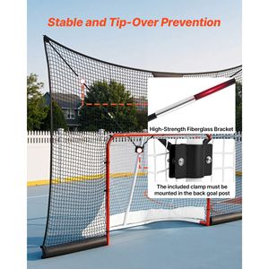 Red de Protección para Portería de Hockey de 12x7 Pies, Duradera, Ligera, Portátil, con Cobertura Extendida para Entrenamiento en el Patio Trasero - Product Image 4