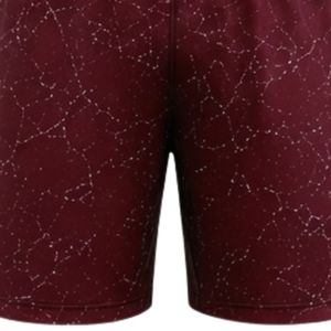 Maroon Speckled Print Athletic Sports <b>Shorts</b> with <b>Elastic</b> <b>Waistband</b> Lightweight Breathable Gym Training Fitness Performance - Product Image 4