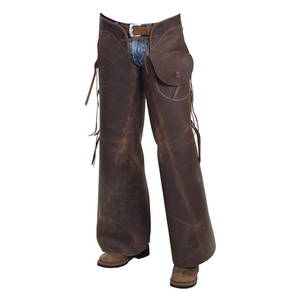 Men's Genuine Leather Breathable Western <b>Chaps</b> Mid Rise Regular Fit with Buckle Closure for <b>Riding</b> Training - Product Image 2