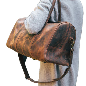 Bolsa de lona de cuero genuino de alta calidad con logotipo personalizado, color personalizado, para exteriores, de cuero Crazy Horse, para gimnasio, deportes, equipaje, bandolera, duradera - Product Image 2