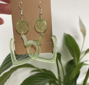 2024 New Arrival Fashion <b>Jewelry</b> Baroque Handmade Beaded Long Resin Earrings for Women <b>Statement</b> Gold Resin Dangle Earrings - Product Image 1